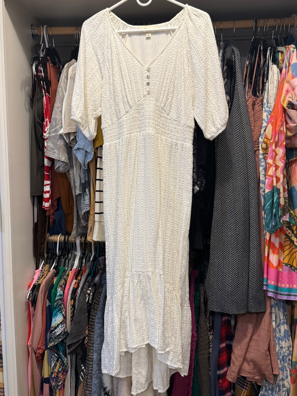 Westbound White Lace Maxi Dress with V-Neck